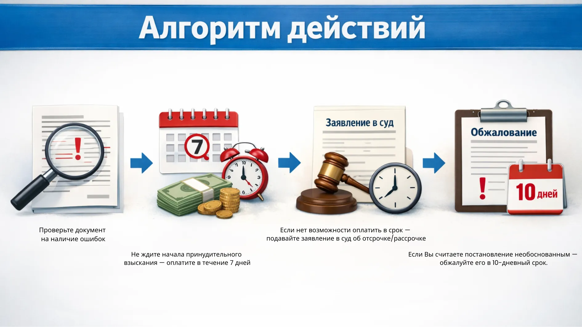 Инфографика: алгоритм действий должника